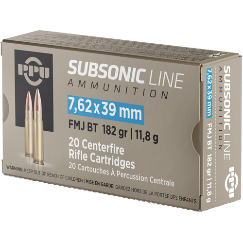 PPU SUBSONIC 7.62X39 182GR FMJ