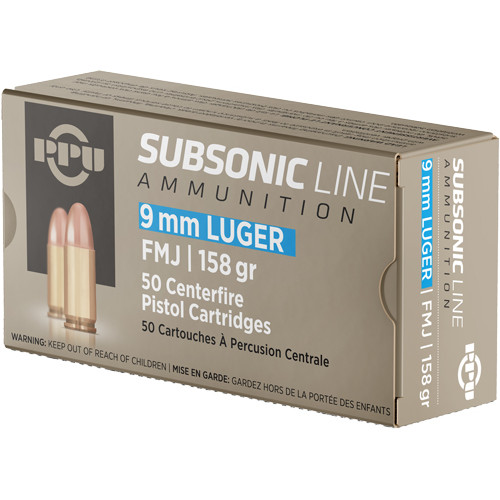 PPU SUBSONIC 9MM LUGER 158GR